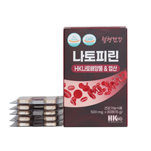 [HK바이오텍] 나토피린 HK나토배양물&amp;엽산 500mg x 30정 x 1박스 / 1개월분